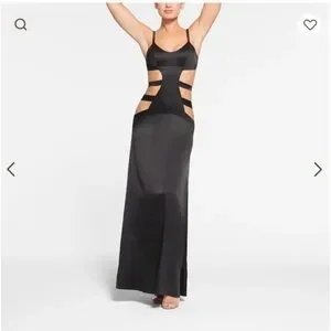 SKIMS | Dresses | Skims Strappy Long Slip Dress Onyxsize Xxs